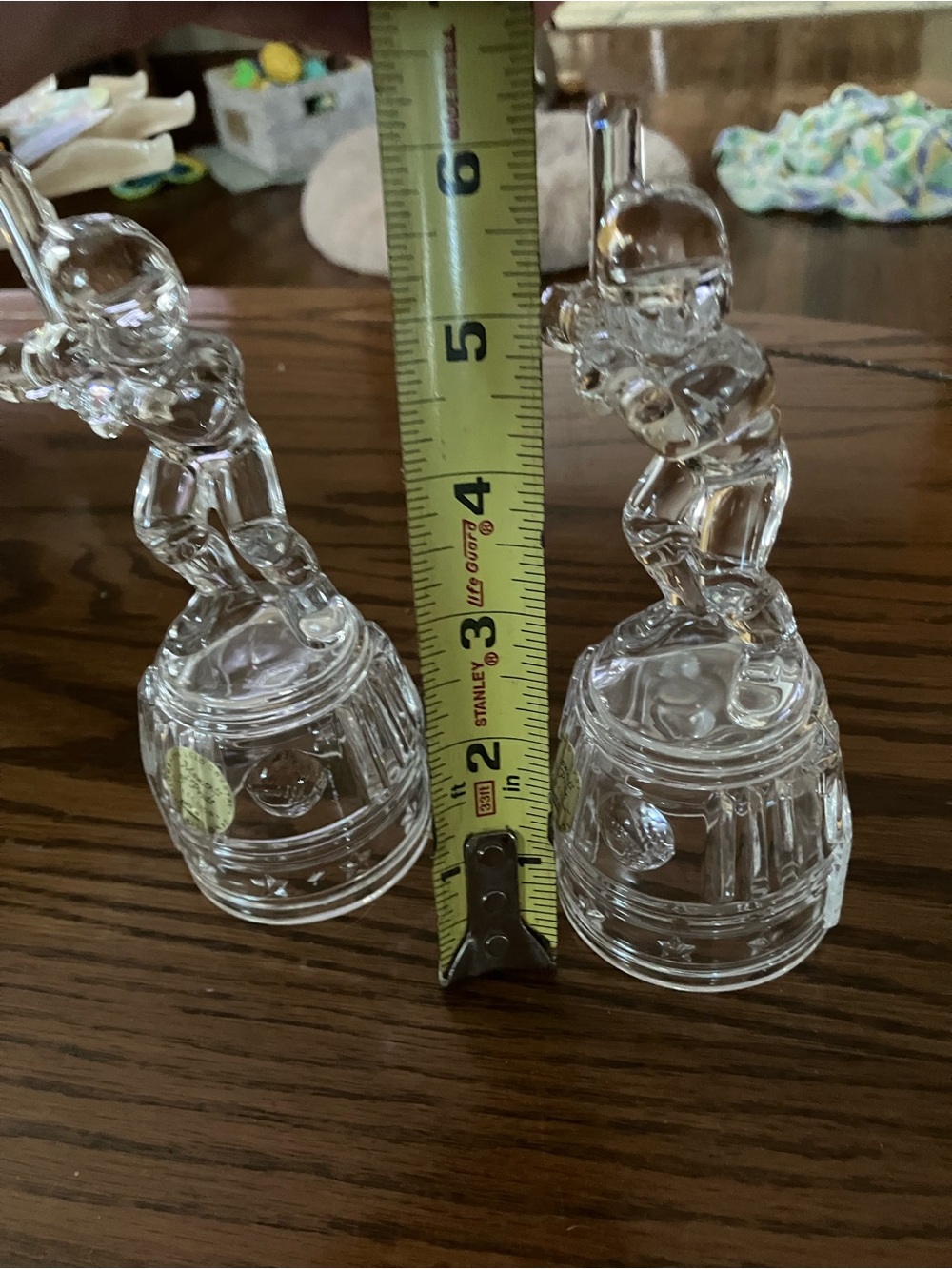 Fenton Glass Figurines Set of 2 Clear Like New Baseball Trophies